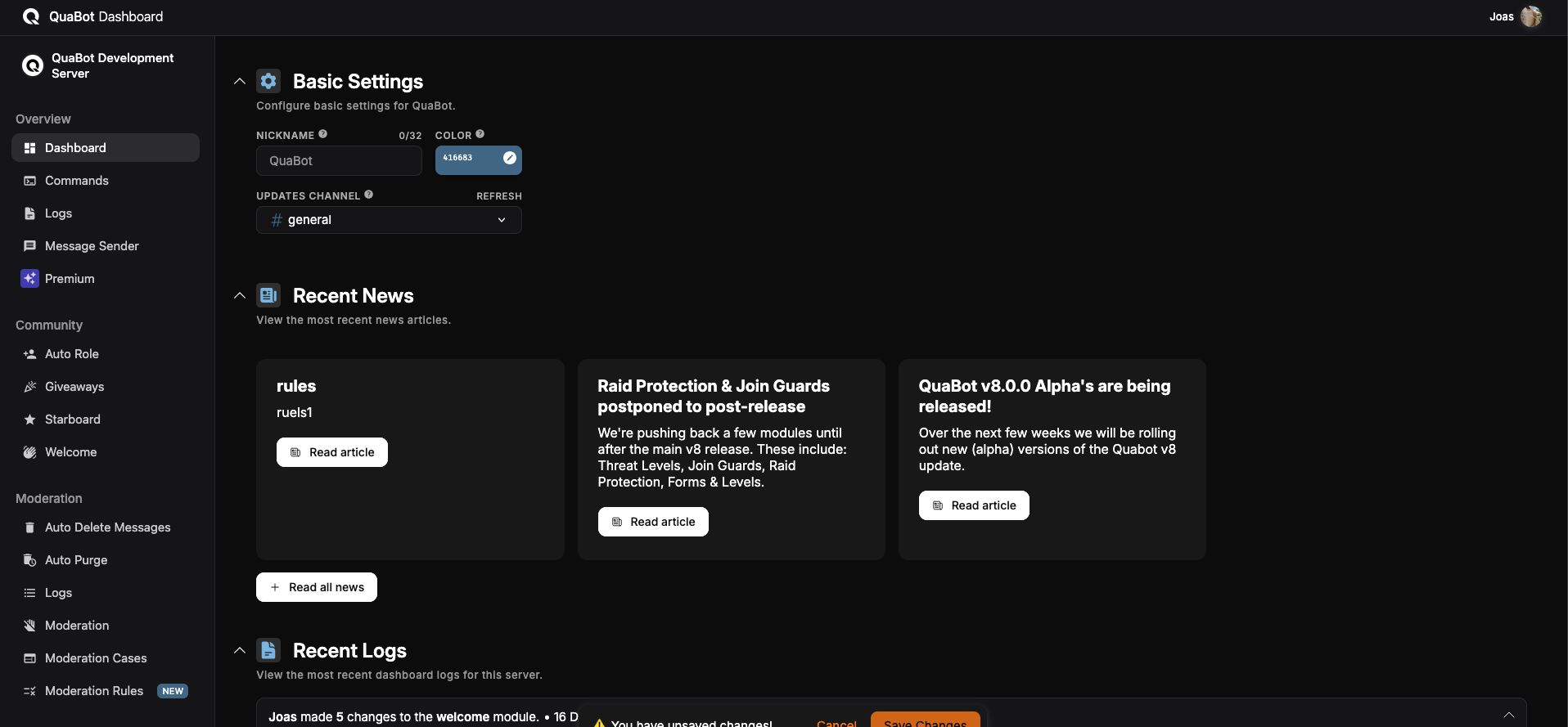 Overview Page