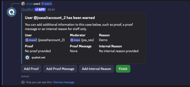 Moderation Proof & Reason