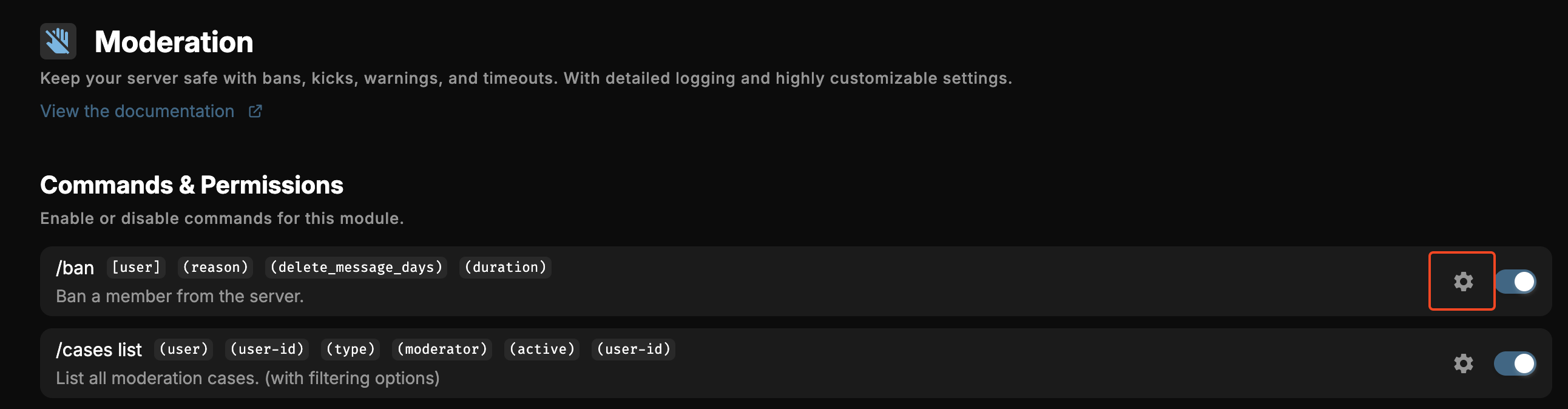 Moderation Commands & Permissions List